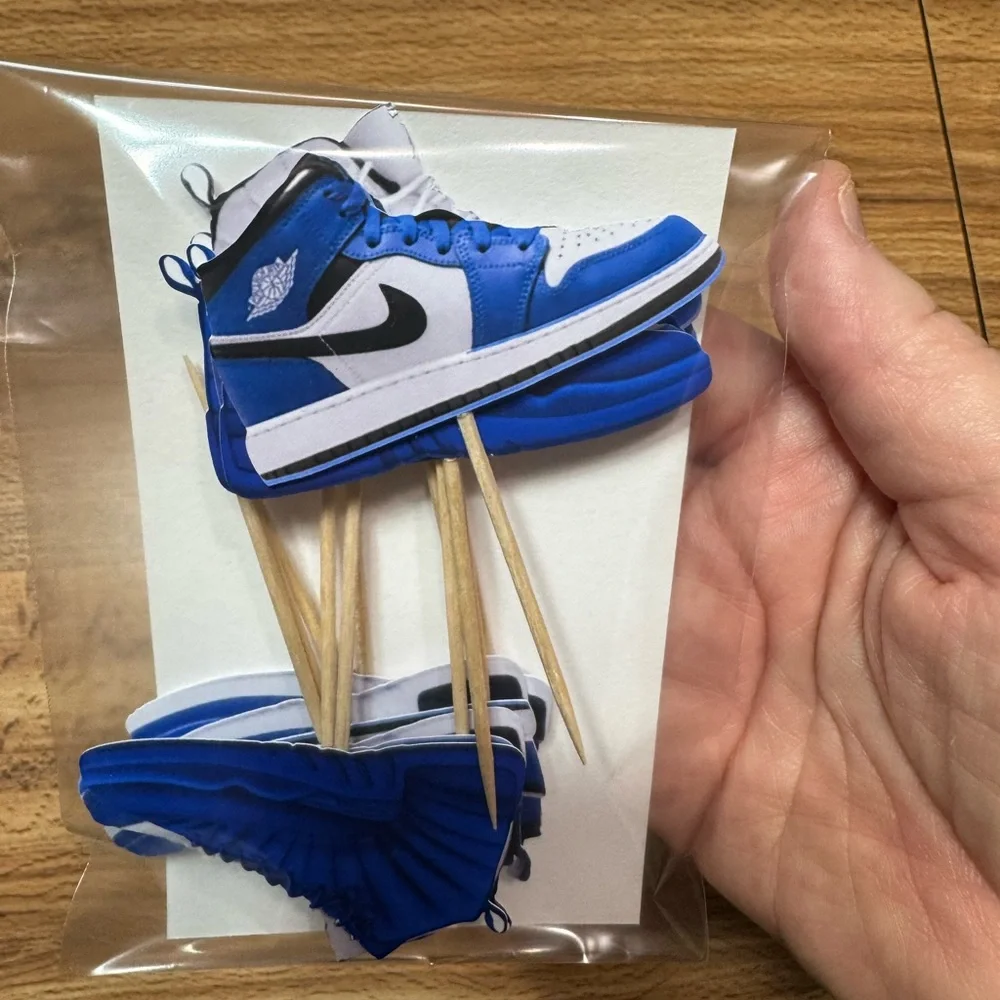 Sneaker head blue Jordan’s cupcake toppers